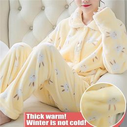 Vrouwen Sleepkleding Velvet Pyjama vrouw winter Koreaanse stijl geruite broek huis pijama's kleding flanel pakken broek broek pyjama's stuk twee 230112