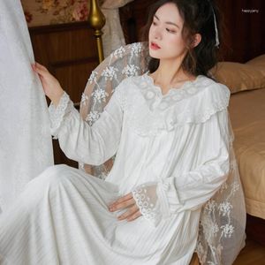 Vêtements de nuit pour femmes Robe de nuit en coton victorien femmes automne blanc dentelle volants longue Robe Peignoir Robe princesse Vintage chemises de nuit