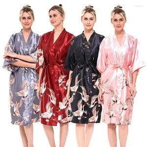 Vêtements de nuit pour femmes Vintage femmes soie Satin Robe mariage mariée Sexy chemise de nuit Floral Kimono Lingerie peignoir ceinture chemise de nuit