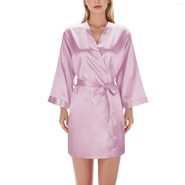 Vêtements de nuit pour femmes, robe de demoiselle d'honneur de mariage, couleur unie, peignoir léger en satin, pyjama à capuche longue, manches cardigan, robe de nuit