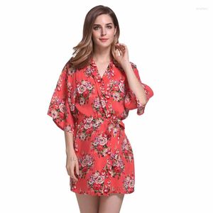 Vêtements de nuit pour femmes robes de chambre de mariage mariée Mini Robe Kimono Sexy fête de mariée imprimé demoiselle d'honneur douche cadeau D210