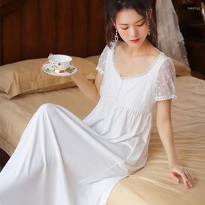 Vêtements de nuit pour femmes Blanc Dentelle Vêtements de Nuit Robe de Nuit Femmes Coton Fée Princesse Peignoir Vintage Chemise de Nuit Victorienne Romantique Loungewear