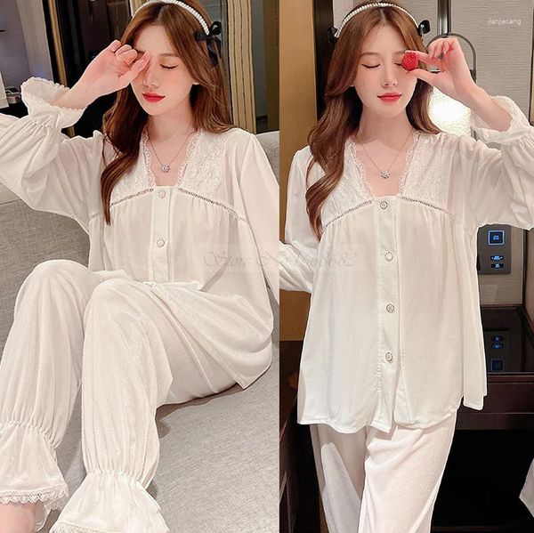 Ropa de dormir para mujeres de terciopelo blanco pijamas femenino