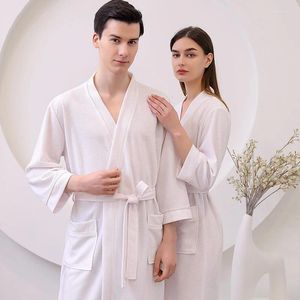 Vêtements de nuit pour femmes White Waffle Lover Robe Kimono Peignoir Robe Chemise de nuit Printemps Été Chemise de nuit Lâche Casual Home Vêtements Loungewear