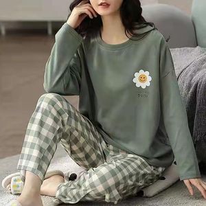 Ropa de dormir para mujer, venta al por mayor, conjuntos de pijamas para mujer, primavera otoño, generación de cartón fino, traje largo, regalo para el hogar, conjunto de pijamas para mujer