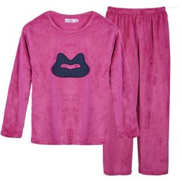 Vêtements de nuit pour femmes hiver flanelle pyjamas dessin animé à manches longues corail polaire vêtements chauds femmes pyjamas vache Animal