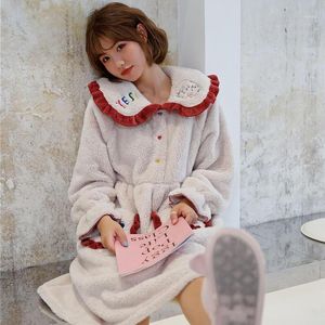 Dames Nachtkleding Winter Nachthemd Dames Lange Haar Coral Fleece Dames Herfst Dikke Bathrobe Nightdress Home Service