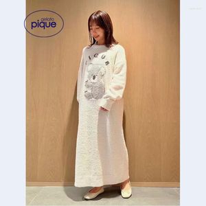 Ropa de dormir para mujer Invierno de una pieza Ropa de habitación para damas Inicio Gelato Piqué Mujeres Moda Vestido de dormir mullido