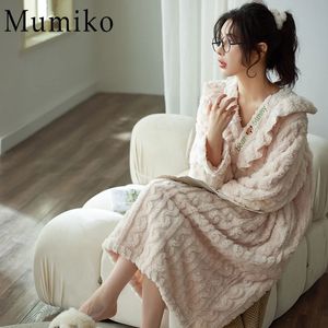 Vêtements de nuit pour femmes Chemises de nuit en velours épais d'hiver pour femmes, grande taille M-4XL, robe de nuit longue thermique, Kawaii Bear Girl Teddy, chemise de nuit en velours doux 231127