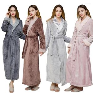 Vêtements de nuit pour femmes, peignoir chaud en polaire épaisse, en flanelle, pour Couple, chemise de nuit à revers, Lingerie intime pour hommes, hiver