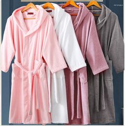 Vêtements de nuit pour femmes, serviette d'hiver, peignoir pour hommes, Kimono en coton, unisexe, Robe de chambre longue, douche, Robe éponge blanche