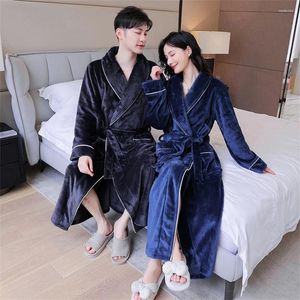 Vrouwen Nachtkleding Winter Warm Paar Nacht Jurk Vrouwen Kimono Douche Gewaad Mannen Kamerjas Dikke Flanellen Badjas Homewear Pyjama