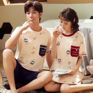 Vêtements de nuit pour femmes Femme Homme Ensemble de pyjamas d'été Couple à manches courtes Homewear