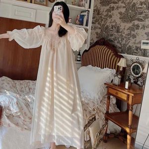 Ropa de dormir para mujer Mujer Primavera Otoño Dulce Pijamas Femenino Volantes Manga Encaje Puño Sleepdress Suave Cómodo Causal Loungewear Homedress