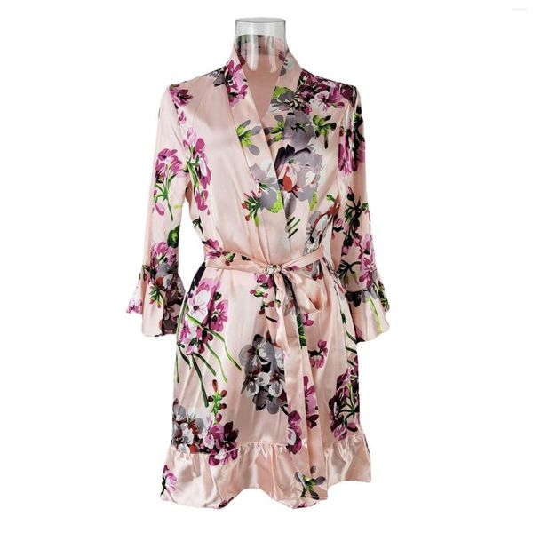 Vêtements de nuit pour femmes Robe de demoiselle d'honneur pour les mariages Pyjamas à volants en satin Robe de soie pour femme Peignoir Femmes Robe de nuit Pijama