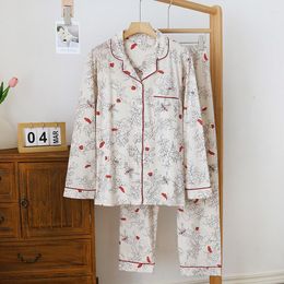 Pyjama en coton tricoté pour femme Ensemble de pyjama à manches longues pour femme