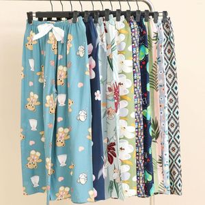 Vêtements de nuit pour femmes Pantalons pour femmes Vêtements à la maison Shorts d'été Fleur Cartoon Lignes larges Pantalon Filles de grande taille Bottoms Sleep Bott