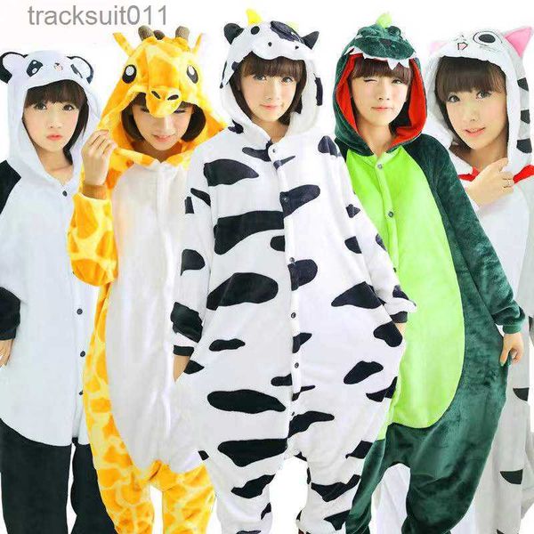 Femmes Baju Tidur Pyjamas Ensemble À Manches Longues Vêtements De Nuit Pyjamas Mignon Animal Vache Girafe Dessin Animé Vêtements De Nuit Sommeil Costume Onesies L230918