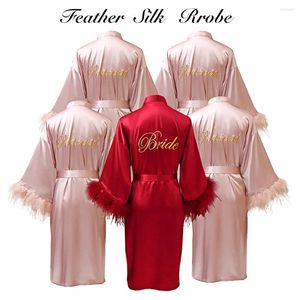Vêtements de nuit pour femmes Femmes Mariée Demoiselle d'honneur Mariage Peignoir Robe Personnalisée Broderie Kimono Robe De Nuit Satin Lingerie Intime