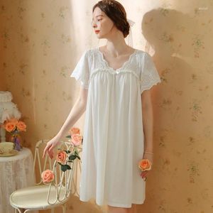 Vêtements de nuit pour femmes coton princesse nigthwear été robe douce nocturne manche courte kawaii robe robe mignon