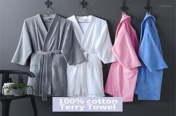 Ropa de dormir para mujer Mujeres Algodón Grueso Terry Albornoz Agua Succión Ligera Waffle Toalla Bata de baño PS Bata Kimono Men4404811