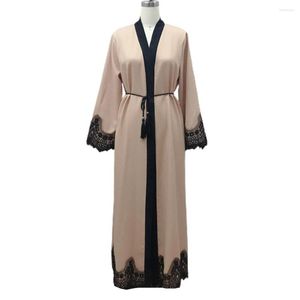 Dames slaapkleding vrouwen kleden open voorkant lange mouw kanten patchwork riem maxi gewaad vestiging cardigan mode riem avondje uit huiskleding feestclubclub