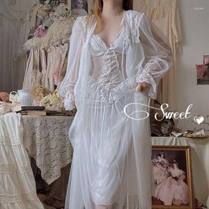 Vêtements de nuit pour femmes Femmes Français Chemise de nuit Princesse Blanche Dentelle Fée Robe de nuit Victorienne Vintage Chemise de nuit Kawaii Loungewear