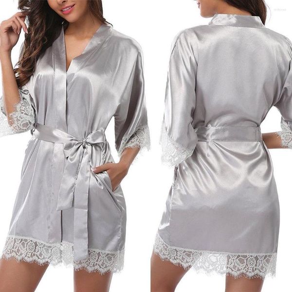 Femme Pyjama Femme Glace Pyjamas Soie Peignoirs Chemises de Nuit Chemise de Nuit Rouge Noir L XL Dentelle Lisse Doux Confortable Décontracté Couleur Pure