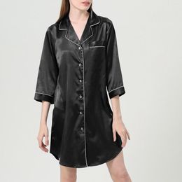 Vêtements de nuit pour femmes femmes glace soie pyjamas chemises de nuit chemise de nuit à manches courtes col en V lisse Sexy décontracté mode Lenceria