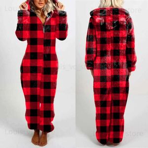 Vêtements de nuit pour femmes Femmes Combinaison Pyjama d'une seule pièce pour femmes Onesies à capuche hiver Automne vêtements de nuit chaud polaire en peluche longue Homewear Pijama T231223