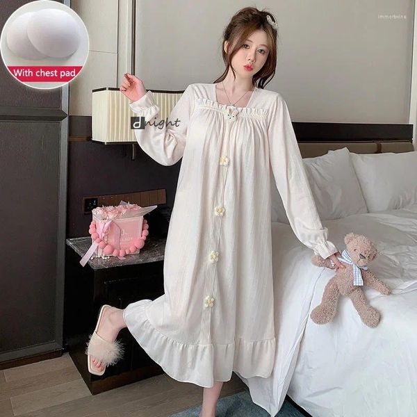 Vêtements de nuit féminins Femmes de nuit coréenne Coton Champe de nuit grande taille de nuit plus 6xl Robe de sommeil de lingerie de nuit courte 6xl