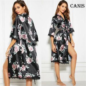 Dames slaapkleding dames dames sexy bloemenprint badjobes satijn zijden bruidsmeisje gewaad lange nachthemd pyjama lingerie nachtjurken jurken