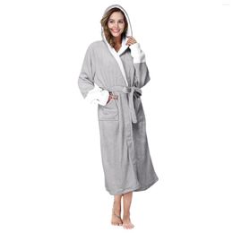 Vêtements de nuit pour femmes Femmes Longue Plus Taille Hiver Chaud Corail Polaire Peignoir Hommes Flanelle Dobby Kimono Robe De Bain Demoiselle D'honneur Robe De Chambre # T2G