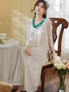 Vêtements de nuit pour femmes femmes robes à manches longues dentelle Kawaii pyjamas coton printemps été chinois ancien lâche chemise de nuit chemises de nuit