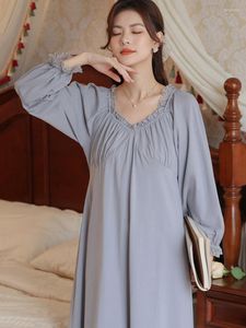 Dames nachtkleding Dames Victoriaanse nachthemden met lange mouwen Nachtjurk Lente Katoenen ruches Feepyjama Franse Vintage Prinses Los