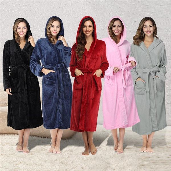 Vêtements de nuit pour femmes Femmes Hommes Kimono Peignoir Robe Chemise de nuit Automne Hiver Chaud Épais Corail Polaire Chemise de Nuit Douce Flanelle Robe Maison