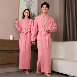 Dames slaapkleding vrouwen mannen lange warme katoenen badjas winter dik paar badjas kimono kamerjas