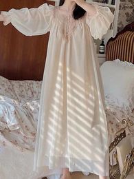 Ropa de dormir para mujer Mujeres Malla Volantes Vintage Camisones Robe Nightie Lolita Fairy Largo Camisón Victoriano Romántico Princesa