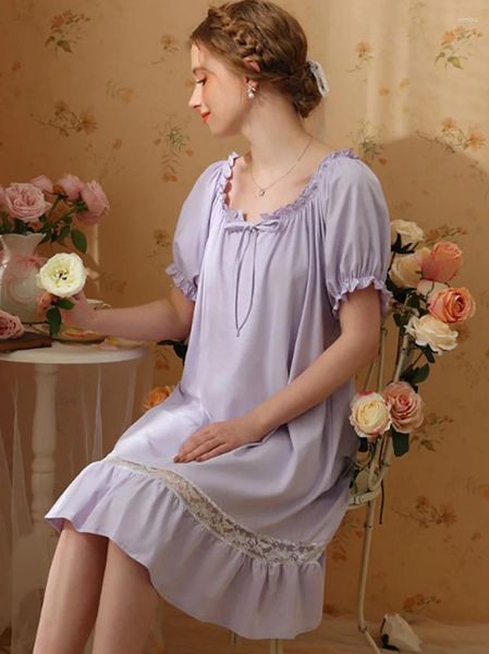 Vêtements de nuit pour femmes Femmes Robe de nuit Coton Volants Sexy Vintage Princesse Victorienne Chemises de nuit Douces Filles Dentelle Fée Pyjamas Homewear