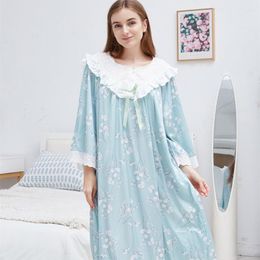 Vêtements de nuit pour femmes chemise de nuit en Satin robe romantique automne dames lâche Sweety chemise de nuit impression