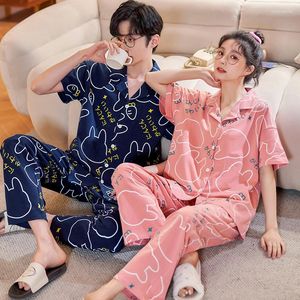 Dames slaapkleding vrouwen pyjama's comfortabele mouwen met korte mouwen mannen thuis dragen hoogwaardige mode katoen zomer