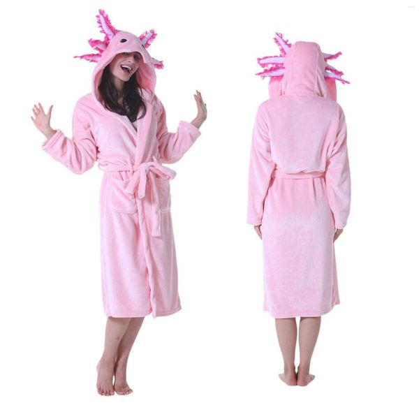 Vêtements de nuit pour femmes Femmes Robe Adulte Animal Peignoir Flanelle À Capuche Pyjamas Doux Pour Cosplay RobeCartoon