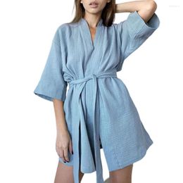 Vêtements de nuit pour femmes femmes Robe peignoir cravate taille Cardigan ceinture ample sommeil Absorption printemps bain vêtements féminins