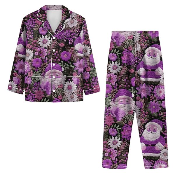 Vêtements de nuit pour femmes Pyjamas pour femmes Noël 3D mignon dessin animé impression costume de maison automne hiver revers bouton haut ensemble plus taille s-xxxl costume à la maison 231128