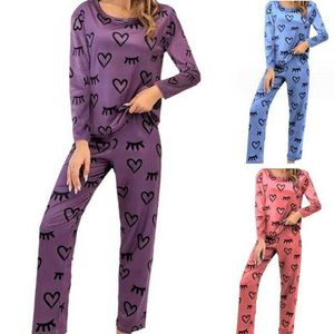Femmes Pyjamas ensemble dessin animé imprimé vêtements de nuit Pj chemise courte et pantalons longs vêtements de détente Pijama pour femmes pyjamas HomewearL231109