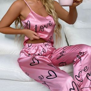 Vêtements de nuit pour femmes Pijamas pour femmes Lingerie sexy Pyjamas en soie Ensemble de vêtements de nuit Satin Cami Gilet avec pantalon Vêtements de nuit Pyjama Femme Pijama Mujer Pj 230325