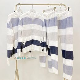 Vêtements de nuit pour femmes Vêtements de nuit pour femmes Japon Hiver Épais GP Pull à rayures colorées Pyjamas Gelato Sweat à capuche Lounge Wear Homewear 231206