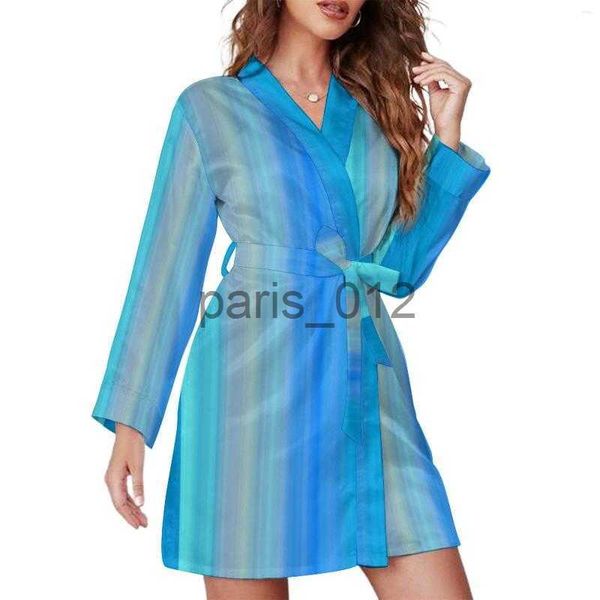 Vêtements de nuit pour femmes pour femmes rayées abstrait pyjama robe dame art coloré art confortable manches longues V