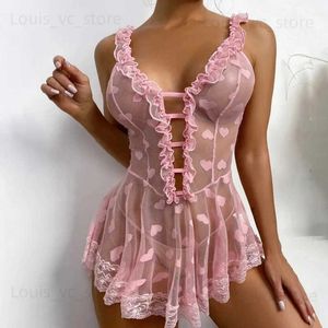 Vrouwen Nachtkleding Vrouwen Sexy Kant Sling Lingerie Transparante Holle Nachtkleding Gewaad Babydoll Nachtkleding Nacht Jurk Nachtjapon T231223