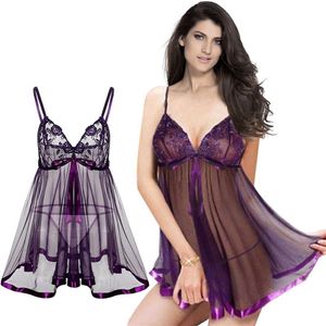 Vêtements de nuit pour femmes Femmes Sexy Lingerie See-through Strap Robe Broderie Intimates Dames Full Lace Slips Plus Taille 6XL270s